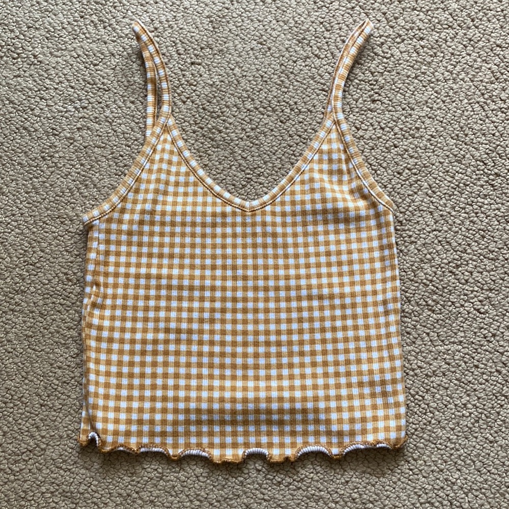Pacsun Yellow and White Checkered Tank Top